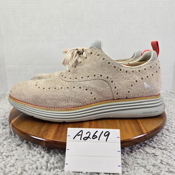 Cole Haan Staple Pigeon OriginalGrand Ultra Tan Suede Wingtip Oxford Mens 10 M - Picture 1 of 13